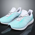 Light Blue And White Striped Athletic Shoes With White Laces And White Sole