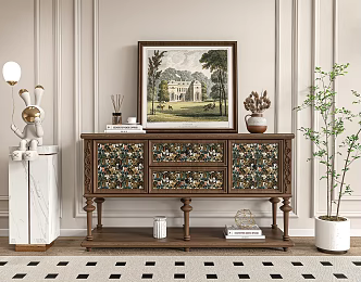 American Vintage Decorative Cabinet Entrance Cabinet End View Cabinet 3d model