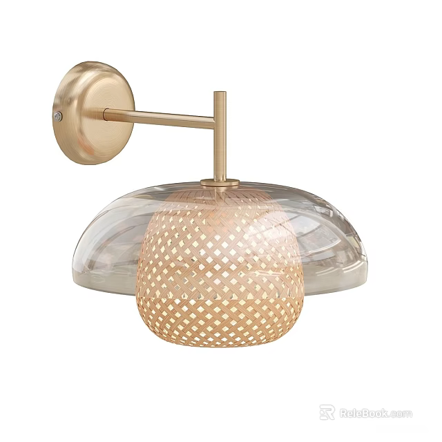 Elegant Modern Gold Wall Light With Transparent Shade And Woven Design 3d model