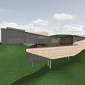 Modern Cultural Center Building With Glass Facade Nestled in Forest Surroundings And Warm Illumination