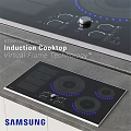 Innovative Induction Cooktop Kitchen Appliance With Virtual Flame Technology And Blue Illuminated Controls