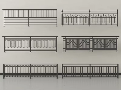 Various Metal Railing Designs With Different Patterns And Structures 3d model