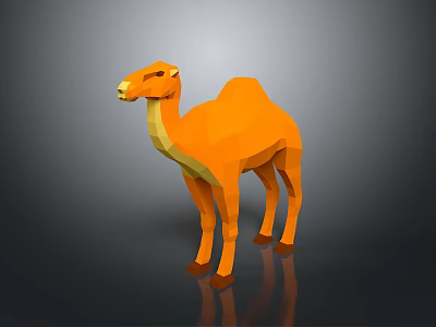 Orange Low Poly Camel 3D Model With Smooth Edges On Dark Background 3d model