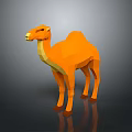 Orange Low Poly Camel 3D Model With Smooth Edges On Dark Background 3d model
