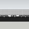 Industrial Warehouse White Exterior With Roll-up Doors Front Parking Lot Vehicles Blue Sky White Clouds