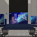 Modern Stage with Large Screen Backdrop Geometric Decorations Dark Steps and Lighting Effects 3d model