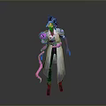 3D Character With Unique Hairstyle White Coat Purple Accents And Green Boots