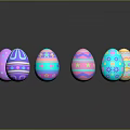 Colorful Patterned Easter Egg Decorative Ornament Set for Home Decoration