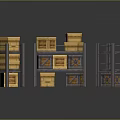 Rustic Wooden Storage Shelves With Stacked Crates Drawers And Compartments