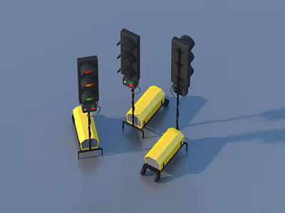Modern Daily Necessities Traffic Lights With Yellow Bases And Sturdy Frames 3d model