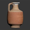 Terracotta Clay Vase With Handle And White Rim Rustic Design 3d model