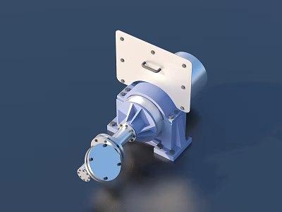 Industrial Equipment Blue Metal Mechanical Component With Flange And Motor Housing 3d model