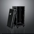 Modern Black Furniture With Silver Frame Open Lid And Wheels At Bottom