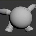 Cartoon Style White Robot Game Movie Character With Green Eye In Sitting Pose