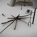 Canvas Camping Tent With Interior Bed Furniture And Wooden Poles Setup