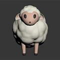 Cartoon Sheep Character 3D Model With White Wool Pink Face Legs And Black Eyes