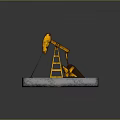 Rusty Oil Pump Mechanical Equipment With Metal Ladder On Concrete Base