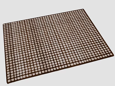 Modern Brown Square Rug With Grid Pattern For Living Room Decor 3d model