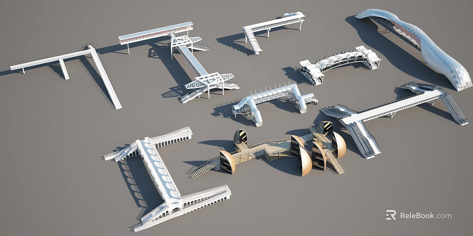 Diverse Modern Architectural Bridge Models With Unique Design Structures And Styles 3d model