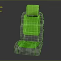 Green And Gray Car Seat Design Featuring Cushioned Backrest And Seat Cushion