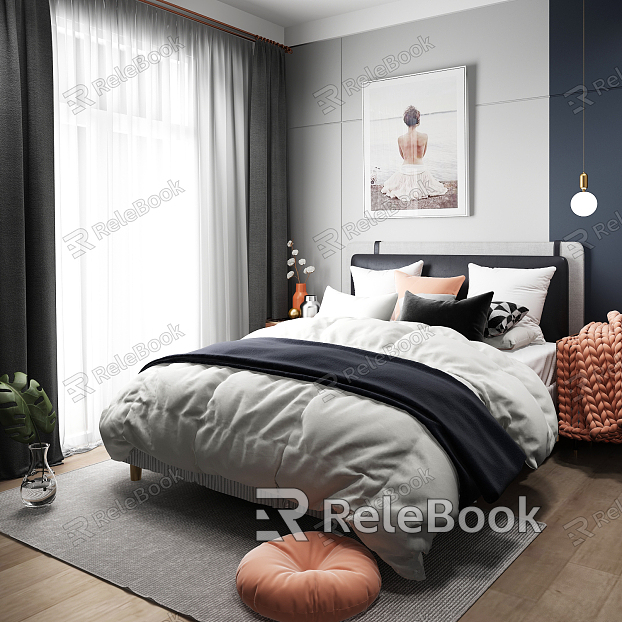 Modern background double bed model