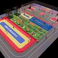 Modern indoor sports field fitness field children's basketball court 3d model