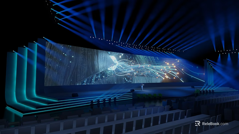 Futuristic Stage Design With Large LED Screen And Dynamic Light Effects 3d model 