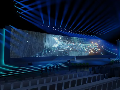 Futuristic Stage Design With Large LED Screen And Dynamic Light Effects 3d model