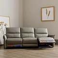 Simple leather multi-function three-seat sofa 3d model