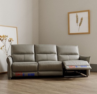 Simple leather multi-function three-seat sofa 3d model