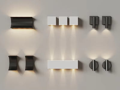 Modern Wall Lamps With Various Designs And Black White Finishes For Interior Lighting 3d model