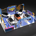 City Center Car Exhibition Display Booth With Multiple Vehicles And Decorations