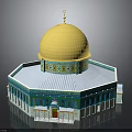 Golden Dome Building Featuring Blue Green Decorations And Intricate Patterns On Octagonal Base
