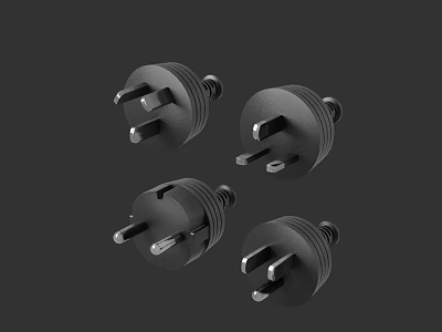 Black Modern Door Handles Set of Four for Home Interior Decoration 3d model