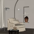 Quiet Single Sofa Fabric Single Sofa Casual Sofa Floor Lamp Coffee Table Decorative Ornaments 3d model