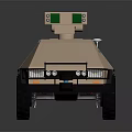 Beige Unmanned Security Vehicle With Four Wheels And Top Green Lights