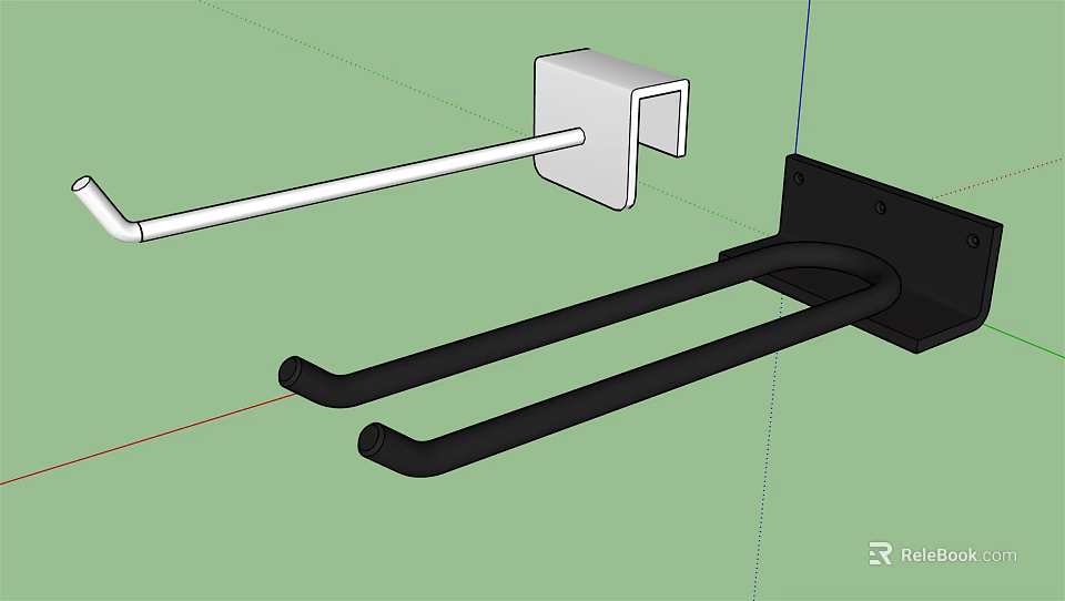 Wall Mounted Hanging Hooks Including White Bar and Black Double Design 3d model 