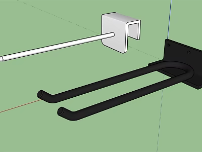 Wall Mounted Hanging Hooks Including White Bar and Black Double Design 3d model