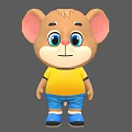 Game Movie Character Cartoon Mouse With Big Ears Yellow T shirt Blue Shorts And Blue Shoes