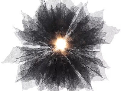 Stylish Flower Shaped Chandelier With Black Gray Mesh Structure Central Light Source Illuminating Interior 3d model
