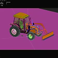 Yellow Cab Functional Tractor Vehicle With Front Loader And Large Tires 3d model