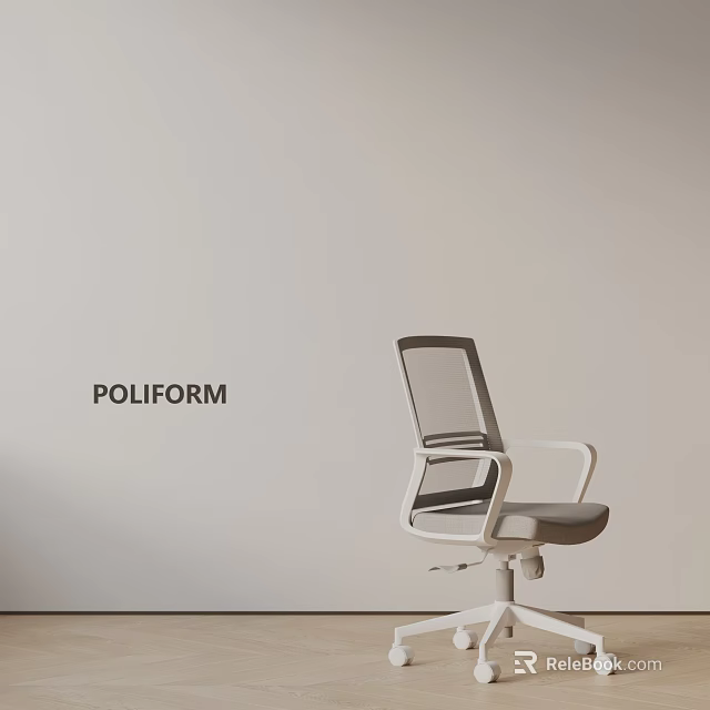 Poliform Modern Office Chair With Ergonomic Mesh Back And Adjustable White Frame Design 3d model 