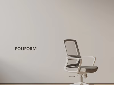 Poliform Modern Office Chair With Ergonomic Mesh Back And Adjustable White Frame Design 3d model