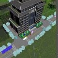 Modern School Building Surrounded by Green Trees Near Waterfront and Road