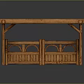 Wooden Entrance Gate With Canopy And Carved Double Door Design