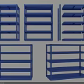 Blue Storage Shelving Units with Different Designs Multi Tier Racks for Home Organization 3d model