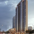 Modern High Rise Residential Buildings In Urban Area With Greenery And Roads