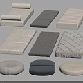 Assorted Modern Mattresses And Cushions Featuring Diverse Textures And Patterns For Home Decor 3d model