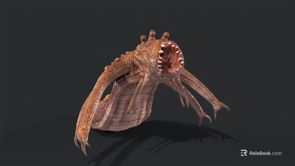 Mythical Monster Creature With Multiple Eyes Sharp Teeth And Clawed Limbs 3d model 