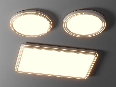 Ceiling Lights With Round And Rectangular Designs And Bright Glow 3d model